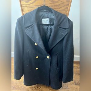 Navy Wool Overcoat, 38R